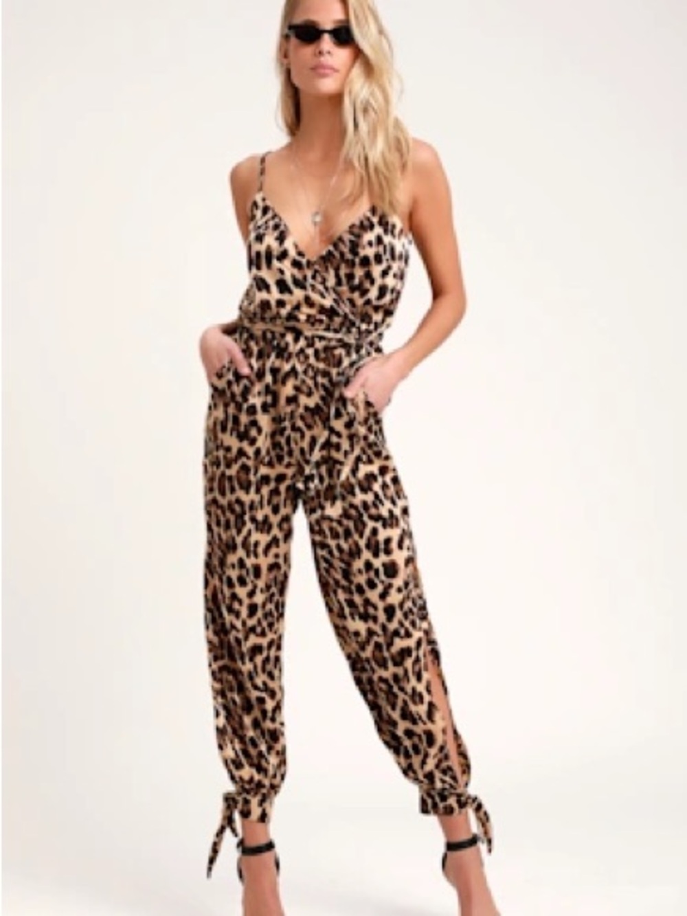 LULUS SATIN CHIC LEOPARD JUMPUIT